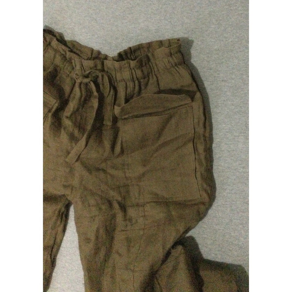 Magaschoni deep olive women SZ Large 100% Linen pants - Picture 2 of 15